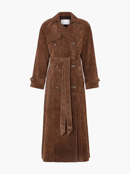 Olana | Suede Leather Trench Coat