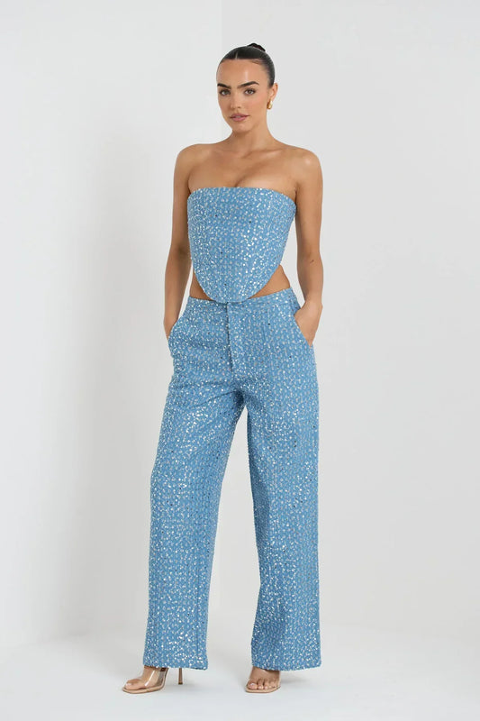 Glitter Denim Tweedelige Set