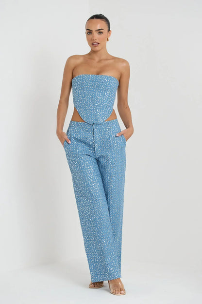 Glitter Denim Tweedelige Set